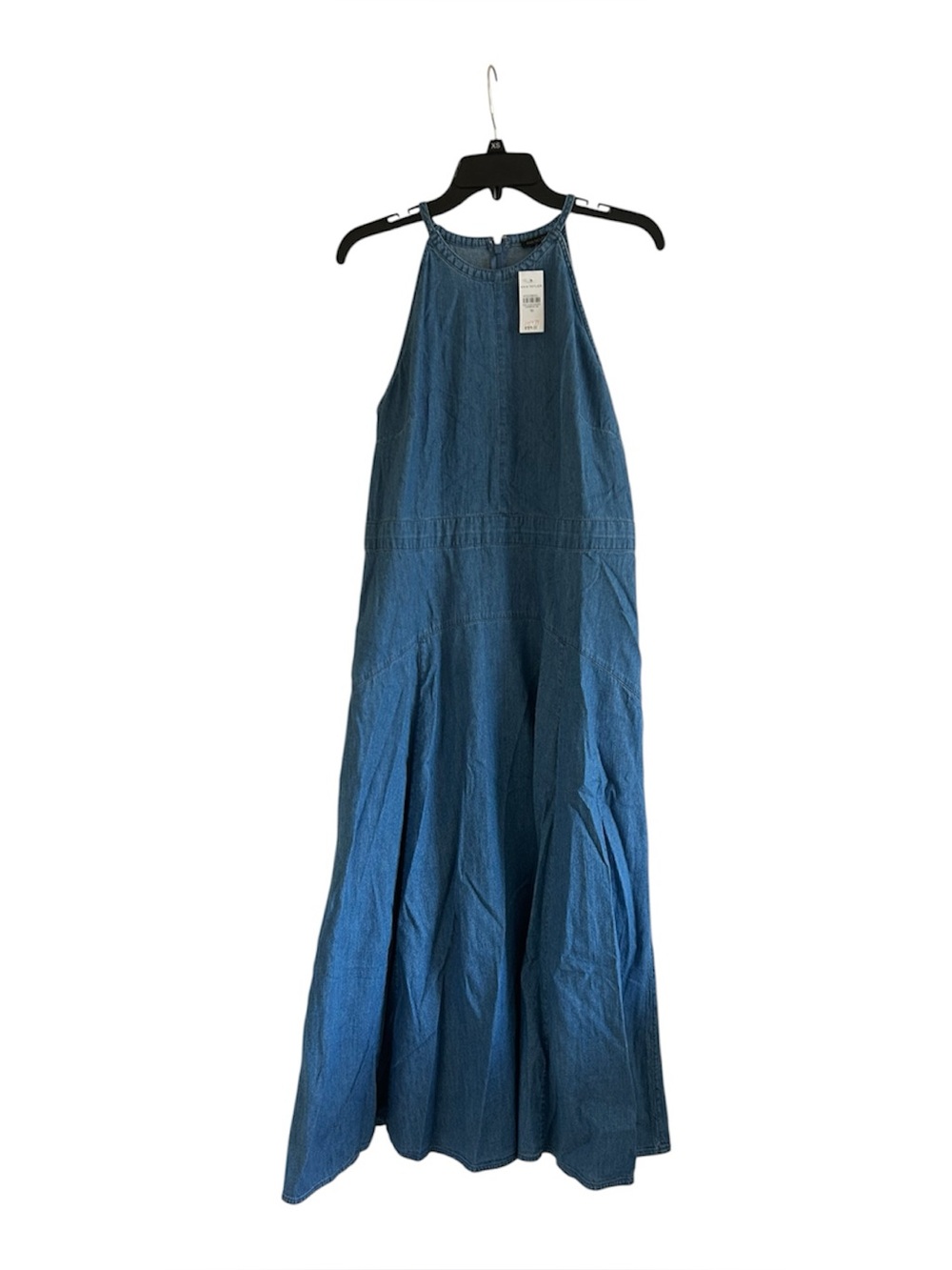 Ann Taylor Denim-Style Asymmetrical Halter Sleeveless Size 10 Maxi Dress